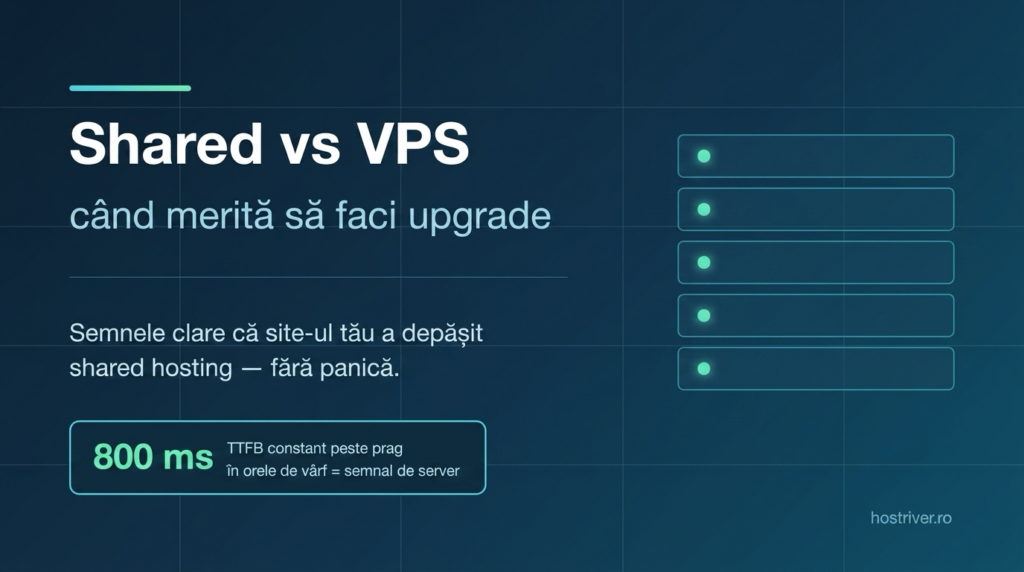 Grafică Shared vs VPS cu rack de servere stilizat